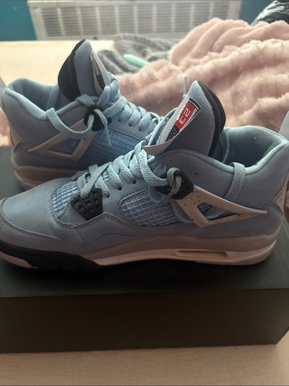 Jordan Women's Light Blue and Black Retro Sneakers